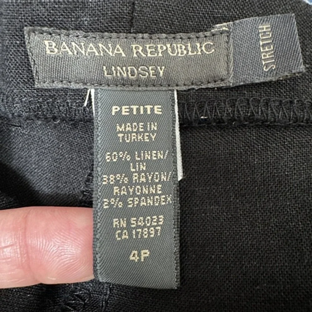VTG Banana Republic Lindsey Stretch Linen Blend Pants 4P‎ Minimalist Y2K Black